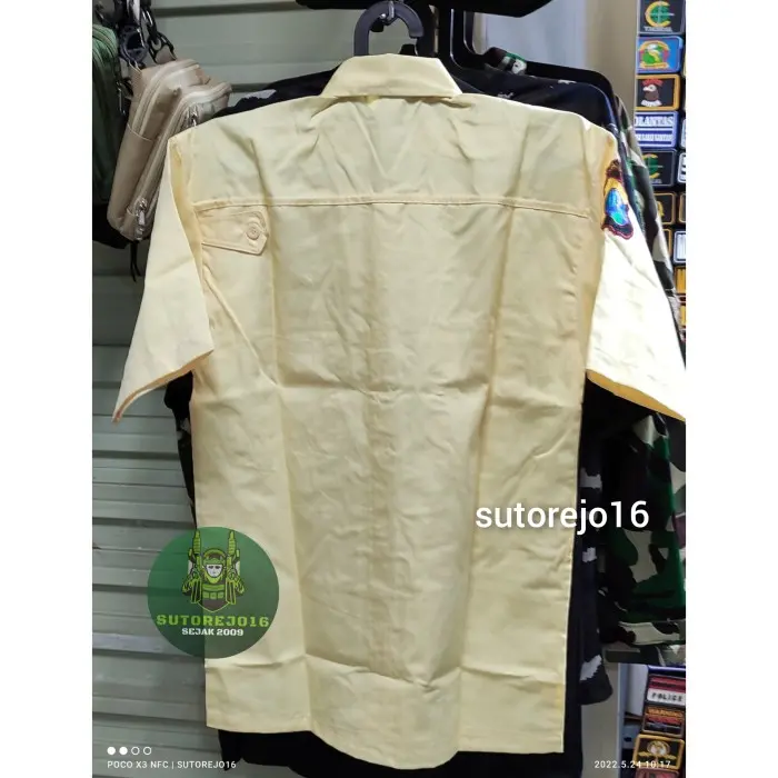 baju seragam pdh lengan pendek pria satpam security warna krem cream - M 1