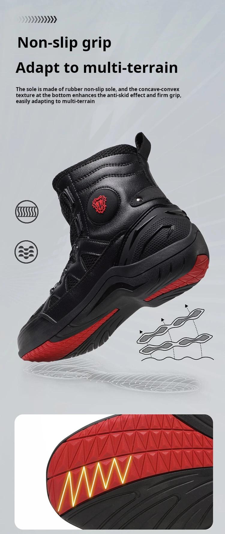 Product Introduction of Men Boots Motorcycle Casual Shoes Microfiber Waterproof Anti-slip Outdoors Travel Equipment Sneakers Motorcycle Shoes Riding 7