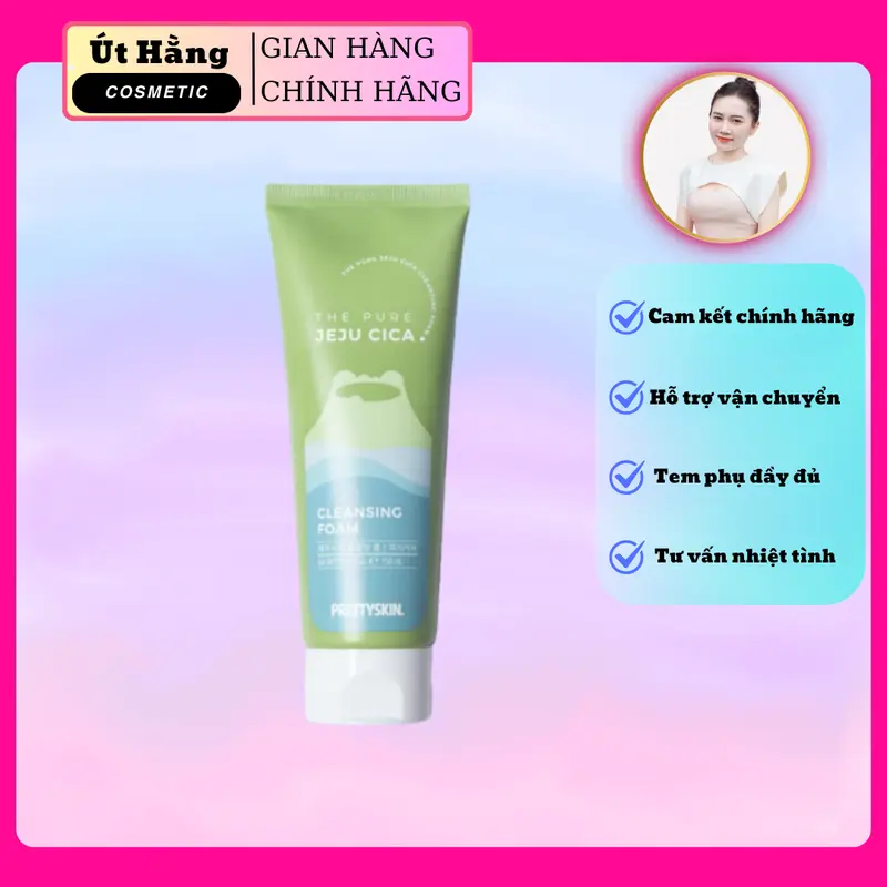 Sữa Rửa Mặt Rau Má JEJU CICA CLEANSING FOAM Pretty:skin 0