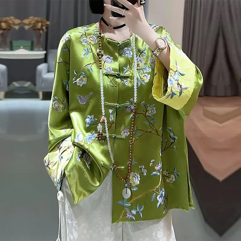 Áo Khoác Phù Hợp Với Tang Phong Cách Trung Quốc, Phong Cách Mới Cho Năm 2024, Ngoại Cỡ Mùa Thu, Khóa Thêu Ngắn, Cổ Điển, Áo Dài Tay, Thích Hợp Cho Nam Giới