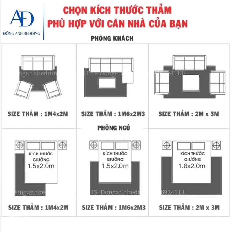 Thảm Trải Sàn Kích Thước To 2M x 3M Đồng Anh Bedding Hoạ Tiết Sang Trọng Trải Phòng Khách Phòng Ngủ Phòng Thờ 1