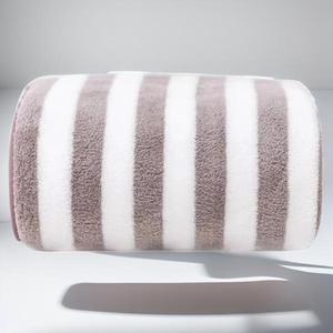 Striped Quick Dry Soft Bath Towel, 1 Count Ultra Comfortable Coral Fleece Bath Towel, Highly Water Absorbent Bath Towel, Bathroom Supplies For Women & Men