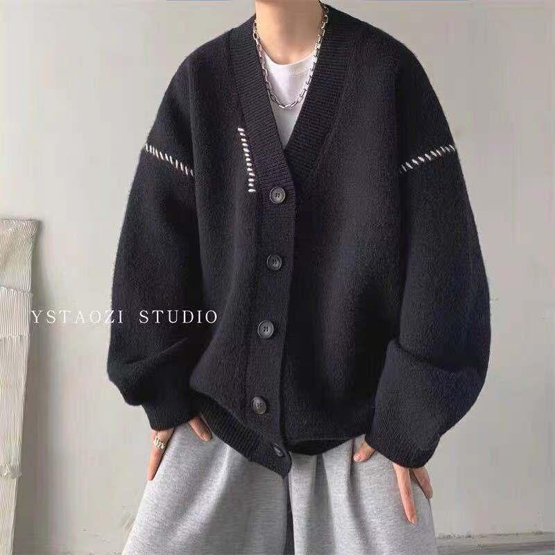 Áo Cardigan Dệt Kim, Phong Cách Cổ Điển Thường Ngày Dành Cho Nam Giới, Phong Cách Nhật Bản, Xu Hướng Thu Đông, Áo Len Bông Độc Đáo 6