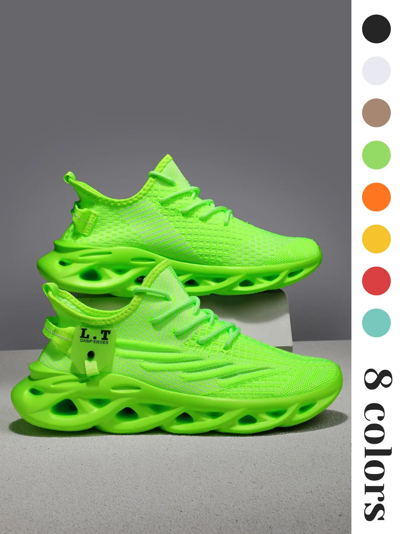 Men's Sporty Lace Up Blade Sole Mesh Low Top Sneakers, Casual Breathable Lightweight Running Shoes, Fashionable Sneakers for Daily Wear, Trainers for Men