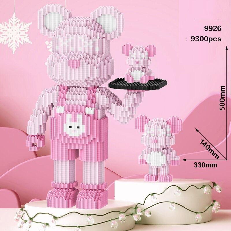 xếp hinh Gấu Bearbrick bồi bàn bê khay đồ 50cm Đồ chơi Xếp hình lắp ráp mô hình cỡ lớn bear bricK có tặng búa