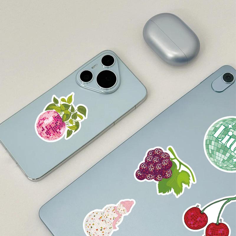 Product Introduction of Disco Ball Pattern Phone Sticker, 50pcs/set Waterproof Self Adhesive Decor Paper, Decor Sticker for Gift Greeting Card Water Bottle Laptop Phone 7