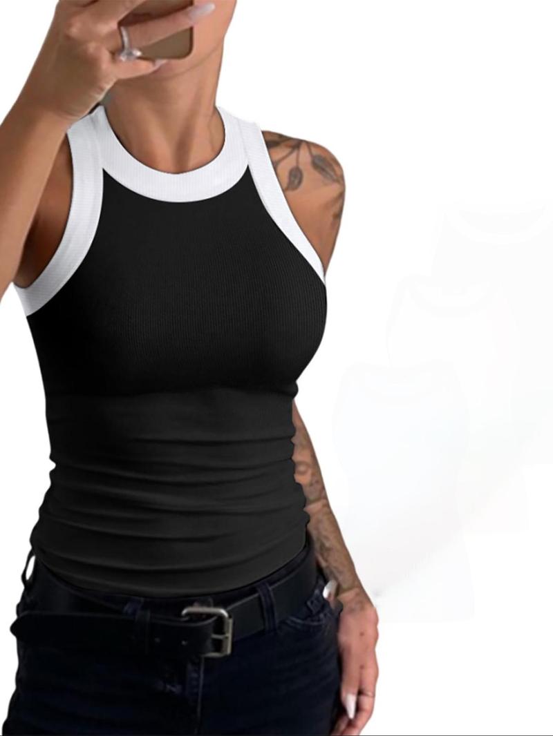 Product Introduction of Women's Colorblock Print Tank Top, Casual Sleeveless Top for Summer, Ladies Clothes for Daily Wear 1