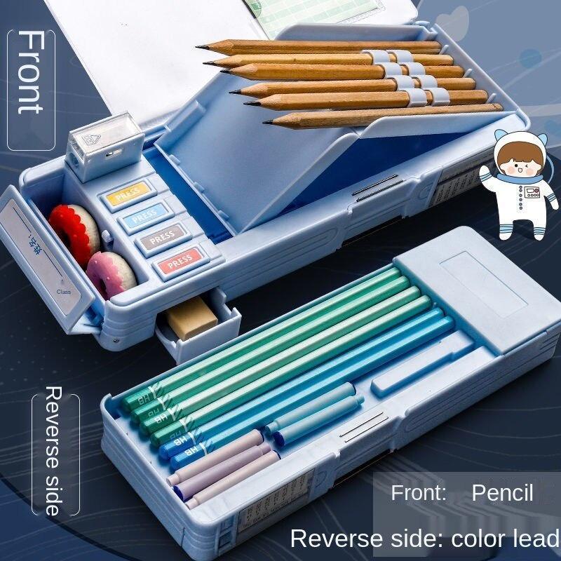 Kotak Alat Tulis/Kotak Pensil Pola Kartun Rautan Kapasitas/ Bahan Plastik Multifungsi Untuk Anak Kids Pencil 7