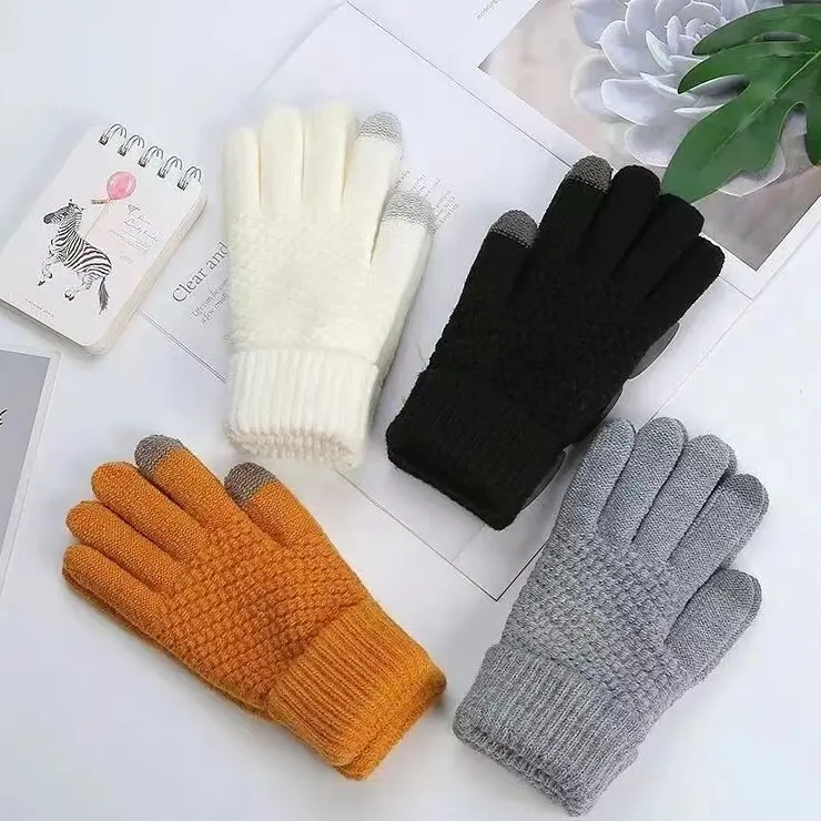 Warm Gloves Can Wear Hand-Playing Mobile Phone Knitted Gloves Winter