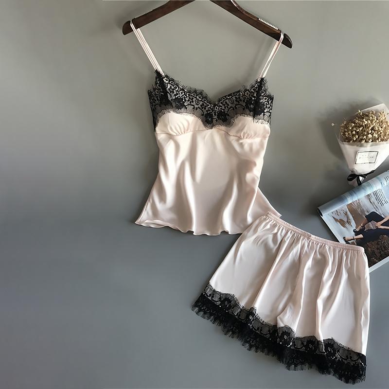 Product Introduction of 1 Set S/M/L/XL/2XL Lace Pajamas Suit Women V-Neck Sleepwear Lingerie Casual Nightwear 18