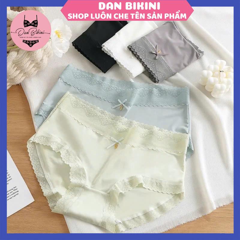 Quần Lót Nữ Su Lụa Thiết Kế Phối Ren May Mềm Mại Cạp Cao MÃ 667
