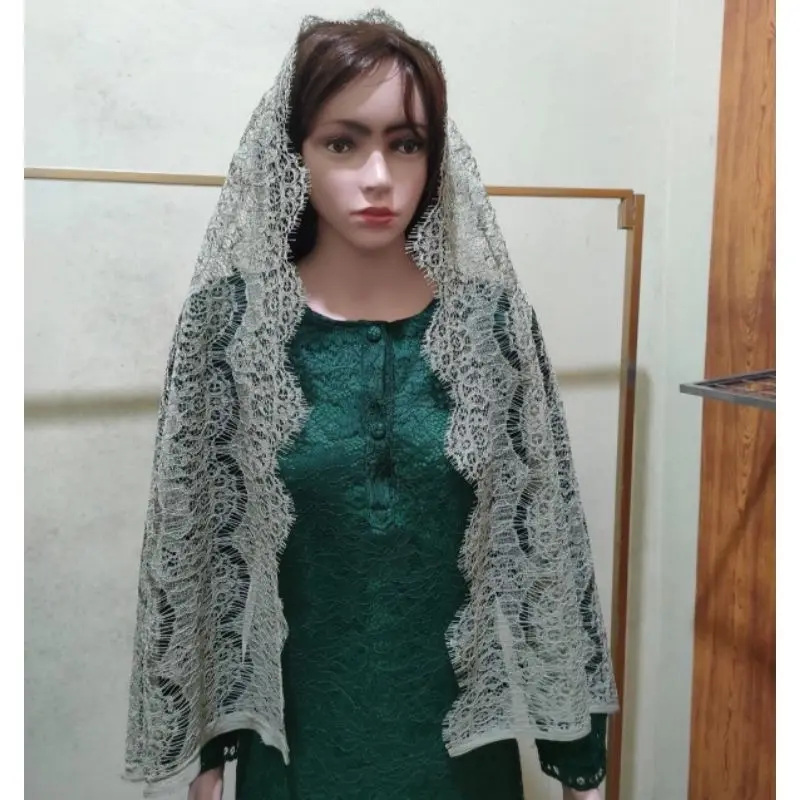 Hijab pashmina brokat brukat lace panjang Muslim Syal Kerudung Wanita Instan