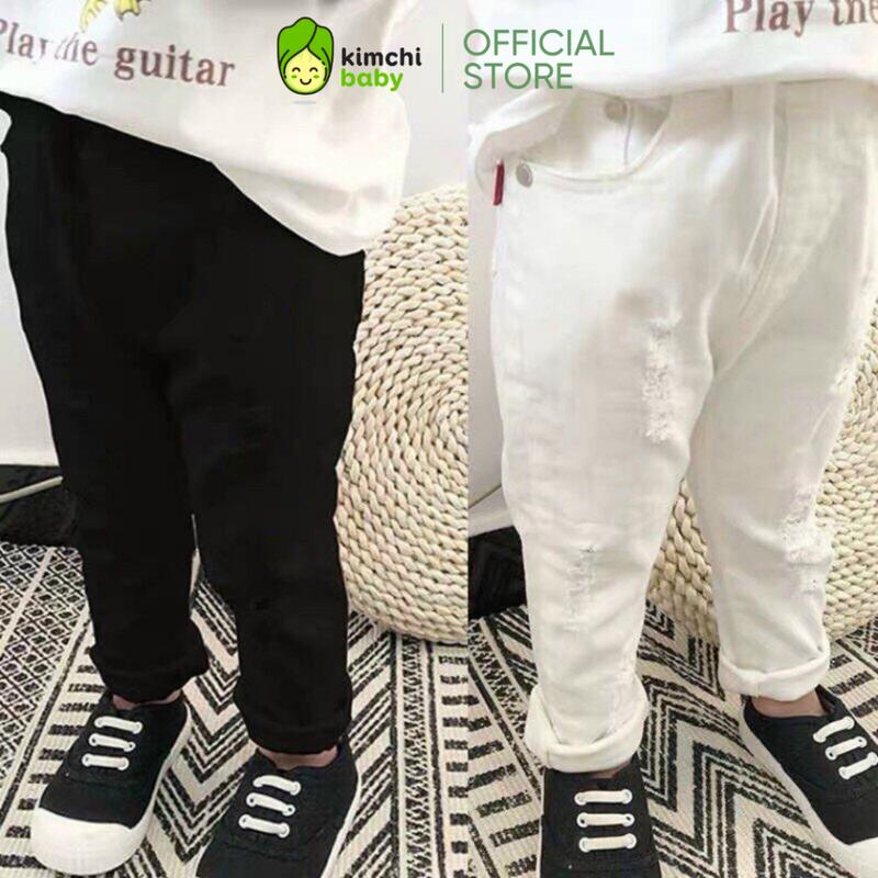 Quần Kaki Xước Bé Trai, Bé Gái Vải Mềm Mịn Co Giãn 4 Chiều, Quần Jeans Rách Cho Bé Mặc Đi Chơi, Đi Học CKQD301