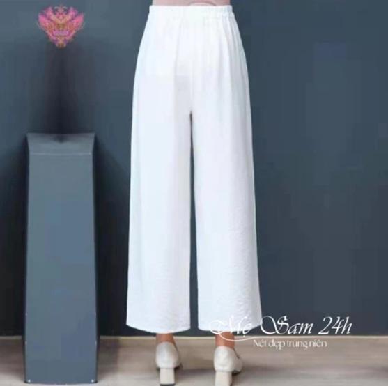 Product Introduction of Quần Trung Niên Nữ Ống Suông Lưng Thun Tôn Dáng, Quần Dài Nữ Bigsize Đến 90kg Chất Liệu Đũi Mềm Mát Mẹ Sam 24h - QNH.72 Women Pants 37