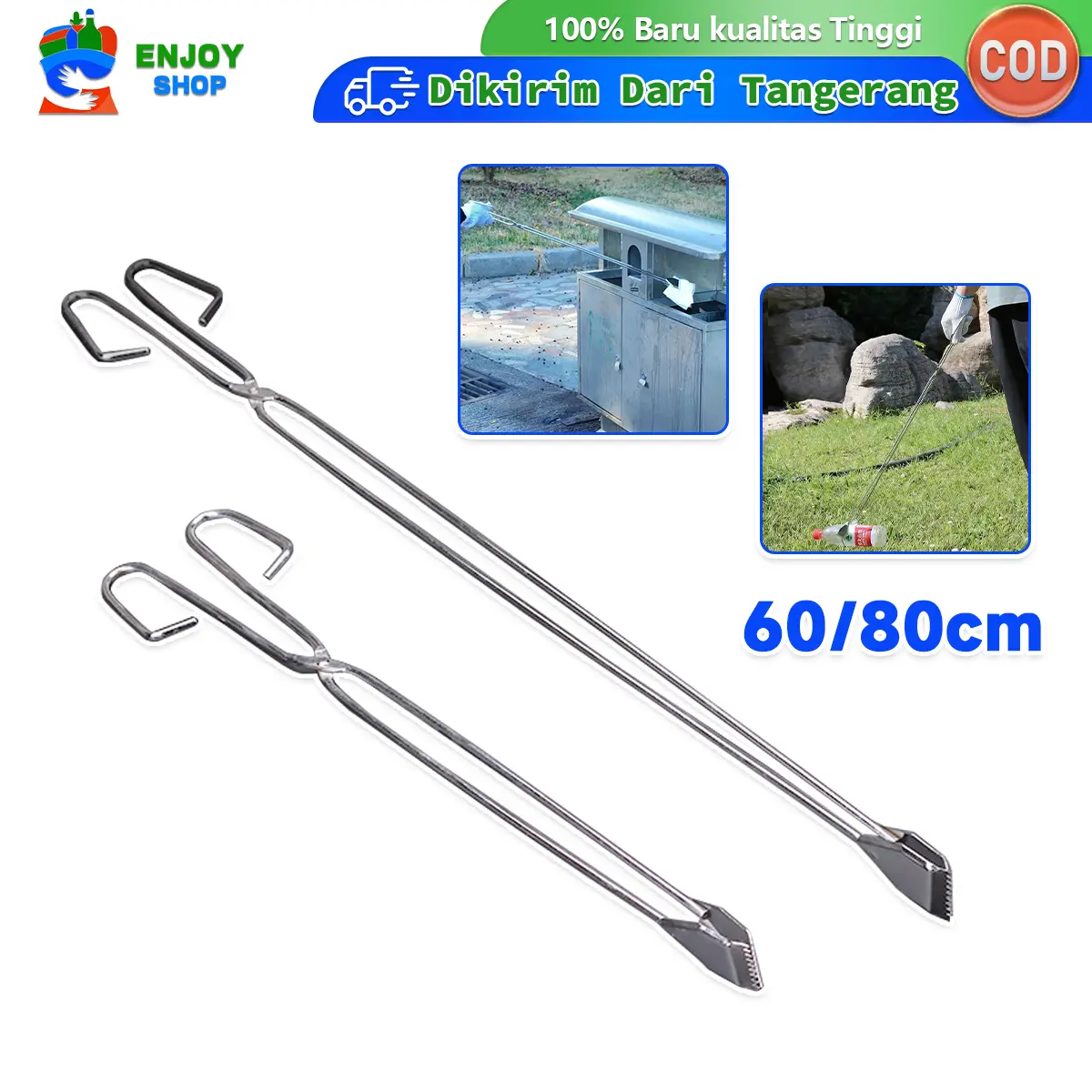 80cm Jepitan Sampah Stainless Steel Alat Penjepit Panjang Multifungsi Mekanisme Pegangan Nyaman