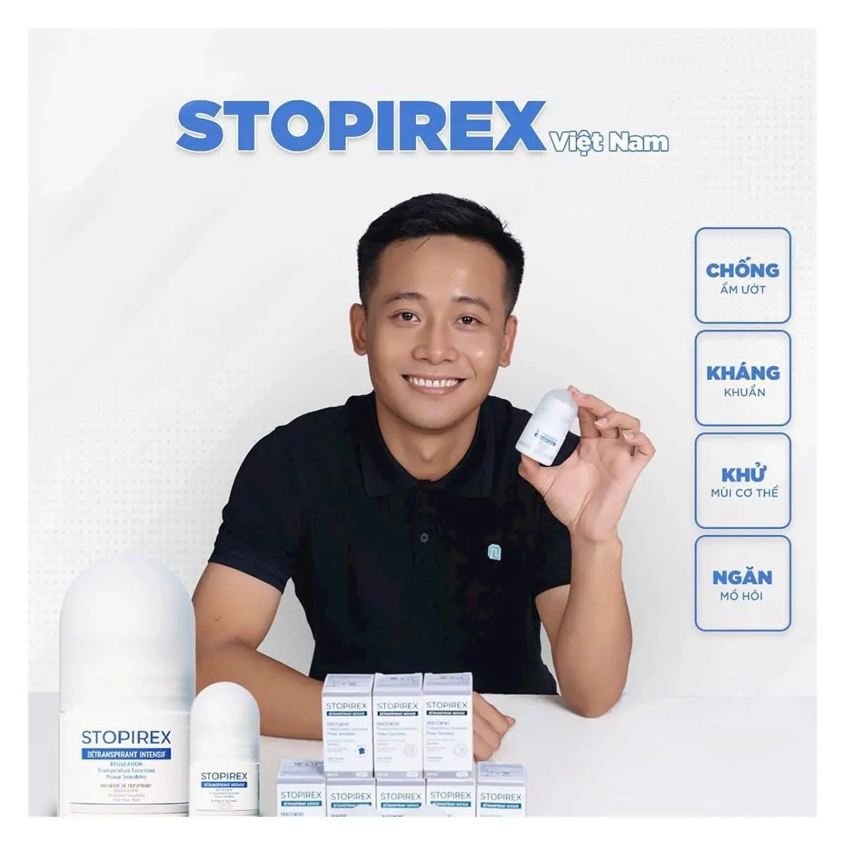 Lăn khử mùi kháng khuẩn, ngăn tiết mồ hôi Stopirex Détranspirant Intensif Peaux Sensibles