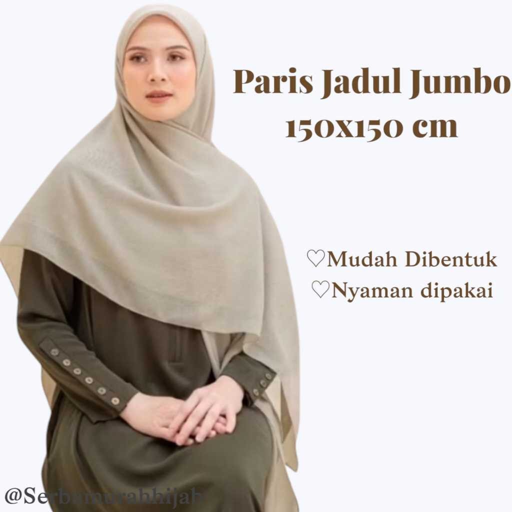GROSIR HIJAB SEGIEMPAT JUMBO PARIS JADUL SYARI 150X150CM PARIS ORIGINAL ISI 10PCS