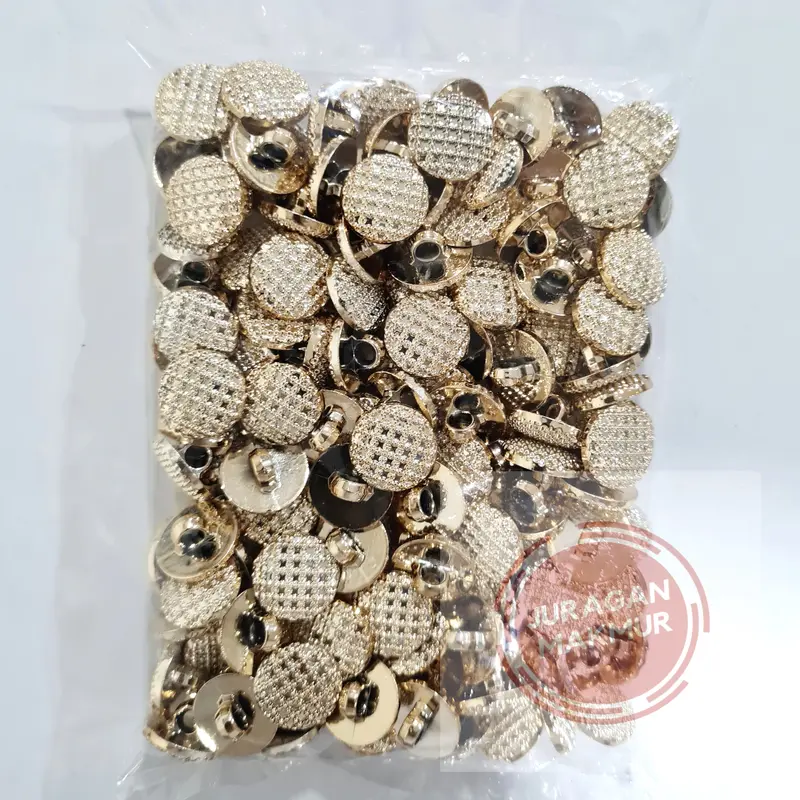 [140pcs] Kancing Baju Jamur Bulat Mengkilap Ukuran 24L 28L Rosegold - Kancing Blouse Jamur Bulat Motif Mengkilap 15mm 18mm Isi 140pcs 0