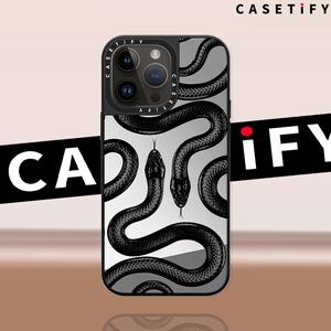 Black King Snake casetify Mirror Phone Case Suitable for New iPhone16ProMax Compatible with iP16Pro Compatible with iP16 Plus 15ProMax 14ProMax 11/12/13Promax 14/15Plus Phone Case