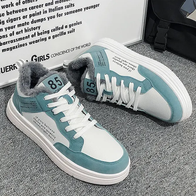 White Shoes Men's Winter 2025 New Fleece-lined Thickened Casual Cotton-Padded Shoes Men's Winter Non-Slip Warm Sports Men's Shoes