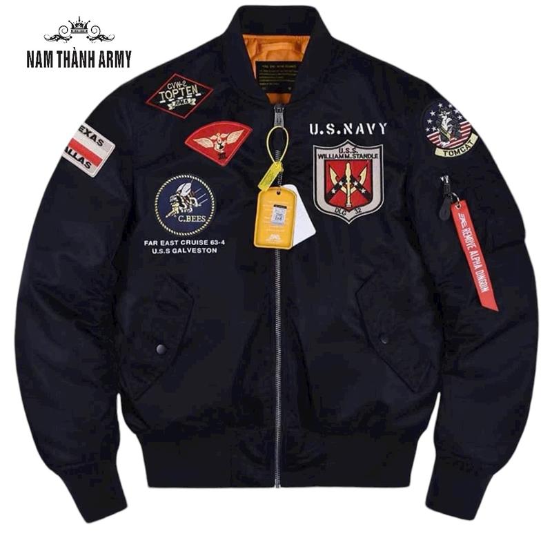 ÁO KHOÁC PILOT ALPHA BOMBER NAM NHIỀU HÌNH TRẦN BÔNG CAO CẤP XANH ĐEN XÁM Menswear Jacket Navy Dài Tay Có Cổ