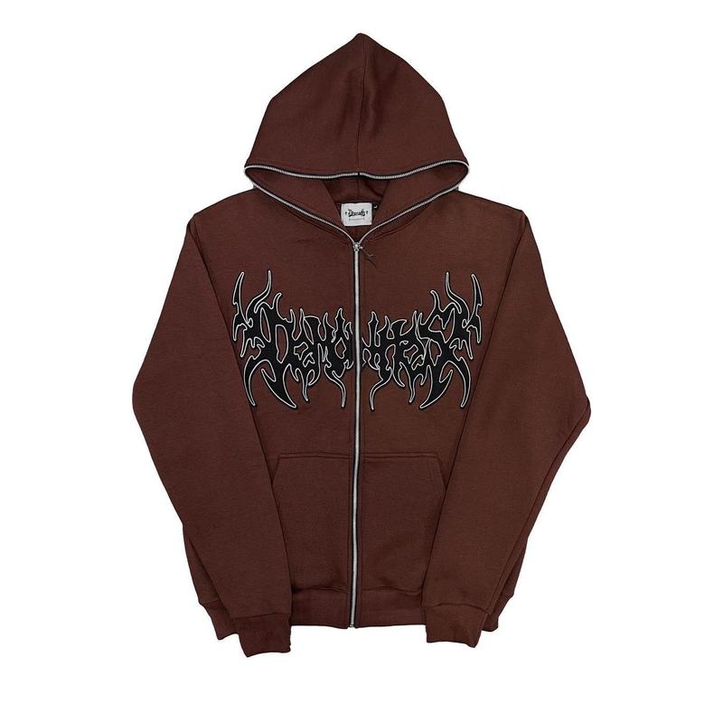 Áo Hoodie Zip Up, Phong Cách Grunge, Thời Trang Đường Phố, In Chữ, Áo Dài Tay, Gothic Punk Y2k, Thích Hợp Cho Mùa Thu Và Mùa Đông, Áo Hoodie Nữ, Áo Nữ Menswear Tay Dài Áo Nỉ Dài 1