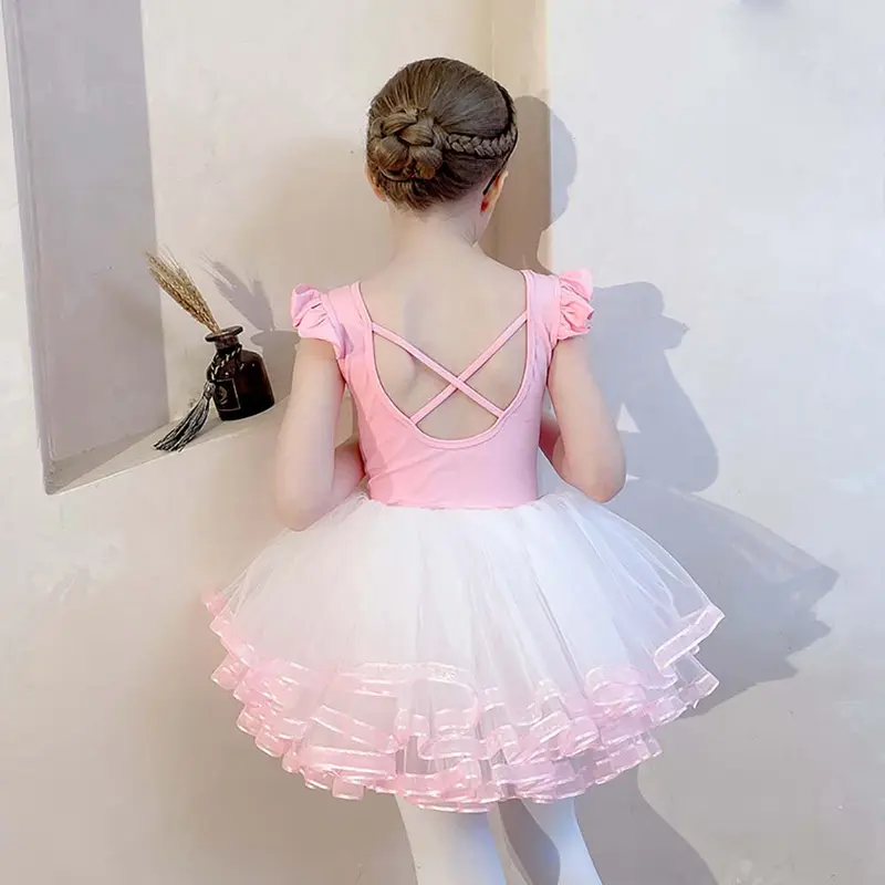 Váy Múa Ba Lê, SH, Dành Cho Bé Gái Và Trẻ Em, Đồ Lót Múa Ba Lê, ngắn Tay, Váy, Làm Bằng Cotton Và Spandex, Thích Hợp Cho Phòng Tập Gym Trẻ Em, # 450322 3