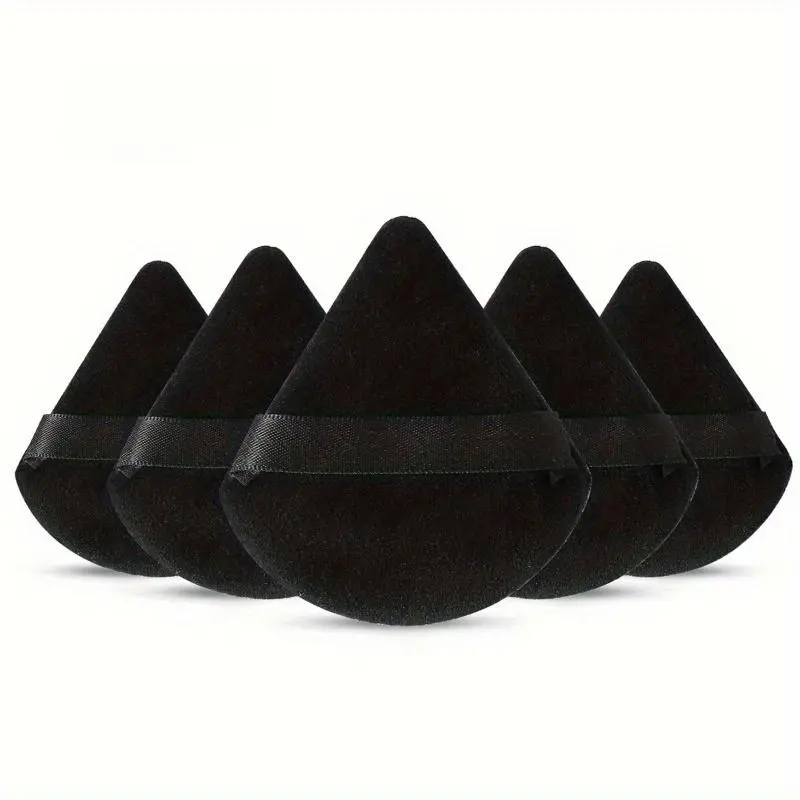 Triangle Shaped Loose Powder Puff, 5 Counts/pack Soft Plush Powder Puff, Dry & Wet Use Makeup Tool for Women & Girls