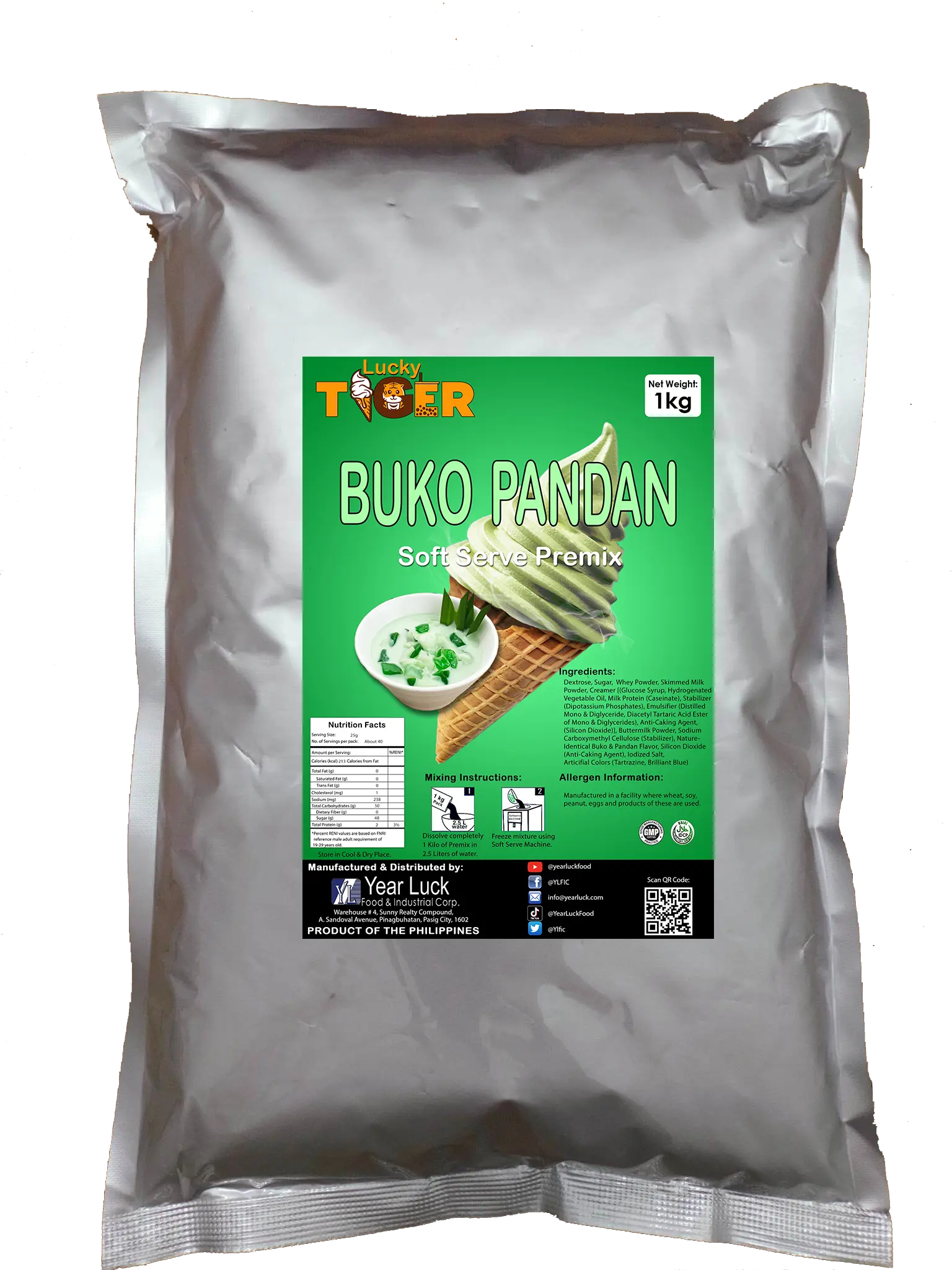LUCKY TIGER Soft Serve Powder Premix Buko Pandan