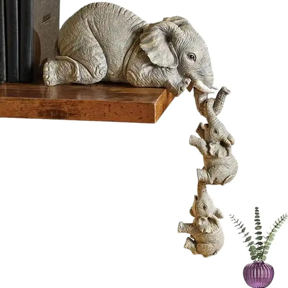 Elephant Family Design Statue, 3 Counts/set Cute Desktop Ornament, Animal Themed Home Decor Accent, Desktop Decoration for Living Room Bedroom Office, Home Accessories Decor for Bedroom, Figurine