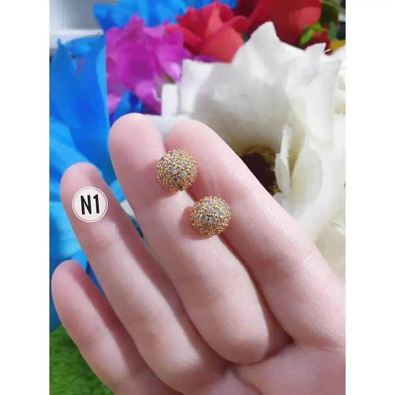 PERHIASAN WANITA ANTING TUSUK TITANIUM MOTIF BULAT TERBARU Jewerly 0