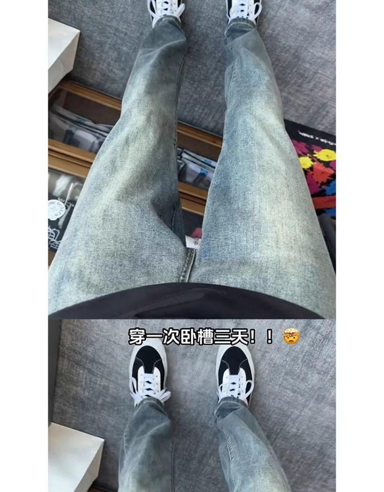 Product Introduction of Quần Jean Mỏng Màu Xanh Dương, Phong Cách Cổ Điển Dành Cho Nam Giới, Dài, Trang Phục OOTD, Quần Đường Phố Cao Cấp Mỹ, Quần Ống Đứng Machete Cleanfit 3