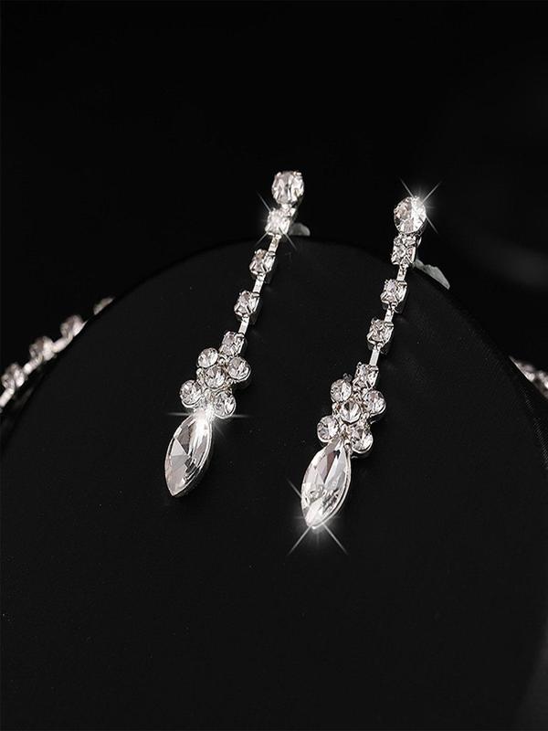 Women's Elegant Trendy Exquisite Rhinestone Necklace & Earrings, Fashion Jewelry Set for Party & Daily Clothing Decor, Birthday Gift 5
