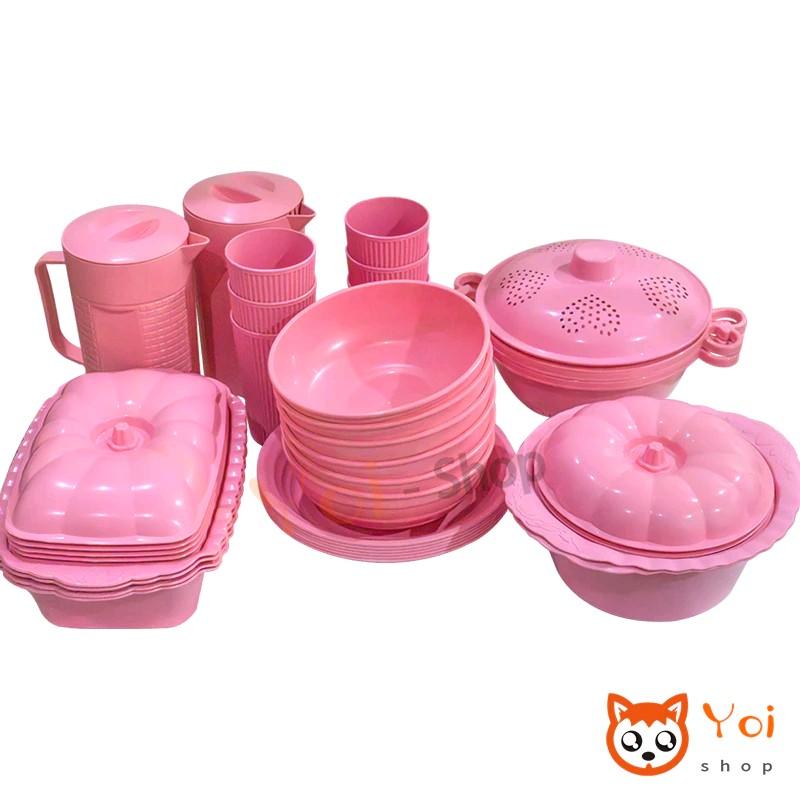 Party Set /Piring Plastik Set 28pcs/ Piring 6pcs Mangkok 6pcs Basi Segi 4pcs 8