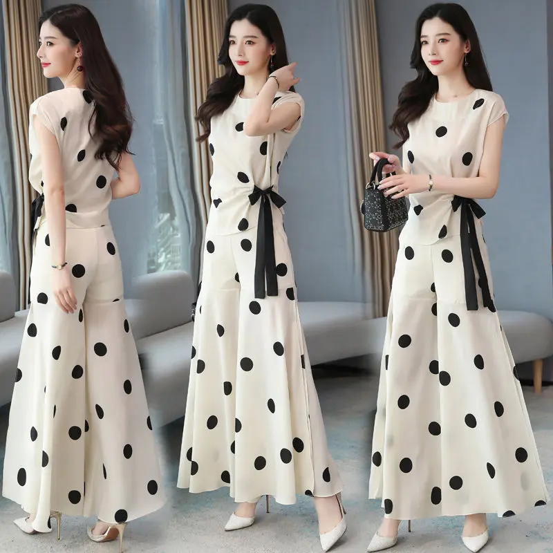 Quần Ống Rộng Voan, Bộ Đồ Thời Trang, Dành Cho Phụ Nữ Vào Mùa Hè, Thiết Kế Thanh Lịch, Cao Và Lạnh, Thích Hợp Cho Phụ Nữ Trưởng Thành, Phong Cách Giống Như Phụ Nữ, Phong Cách Phương Tây, Bộ Đồ Hai Mảnh, Hàng Mới Về Năm 2024