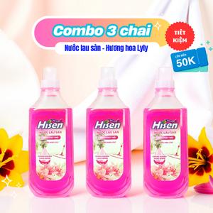 [Combo 3 chai] Nước lau sàn HISEN Hương hoa Ly - 3 x 1000ml - Kháng khuẩn hiệu quả cho sàn nhà - Cho sàn nhà luôn sáng b Làm Sạch