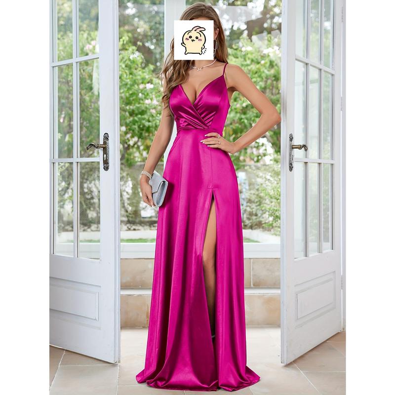 Fashion Casual Solid Split Joint Slit V Neck A Line Dresses (Without Belt)(5 colors) Fashion Casual Solid Split Joint Slit V Neck A Line Dresses (Without Belt)(5 colors)