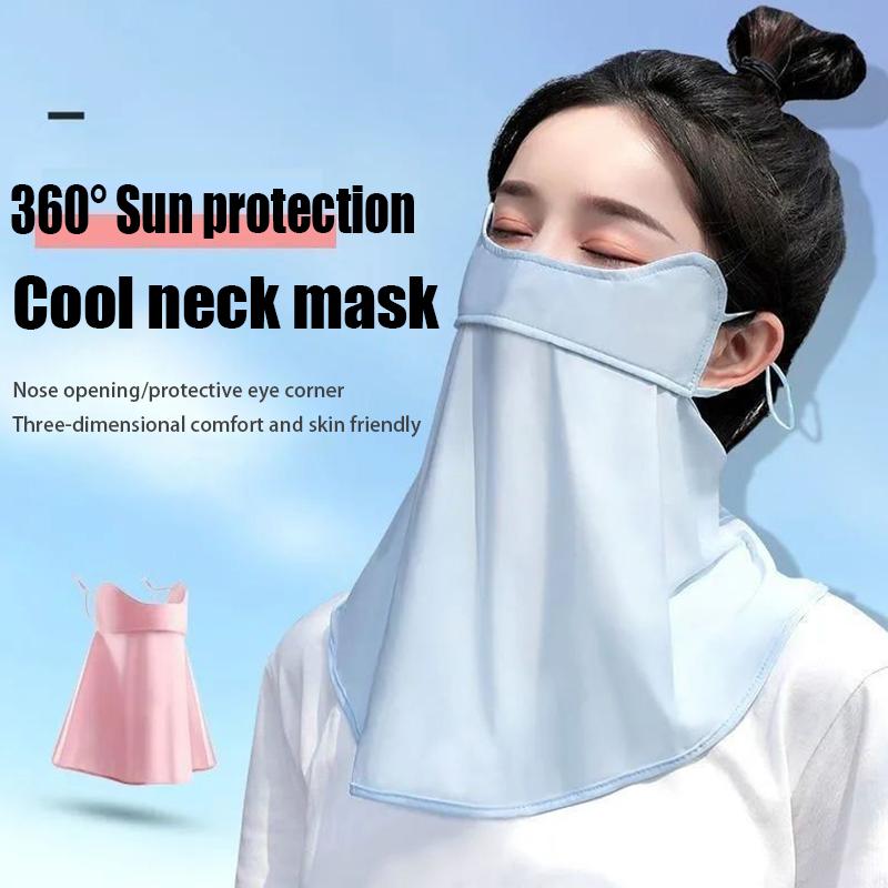 Ice Silk Sunscreen Mask Summer UPF50+ Anti-UV Face Cover Nec - TikTok ...