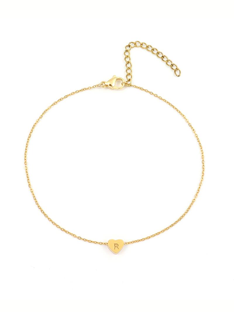 Product Introduction of Heart Initial Anklet for Women, Stainless Steel Anklet for Party, Daily Clothing Decor, Trendy All-match & Exquisite Jewelry for Birthday Gift, Valentine's Day, Gift 2