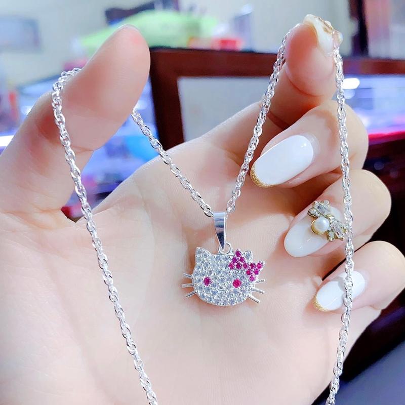 Dây chuyền bạc LoPa dáng dây xoắn kép mặt mèo to dầy dặn, Jewelry LoPa
