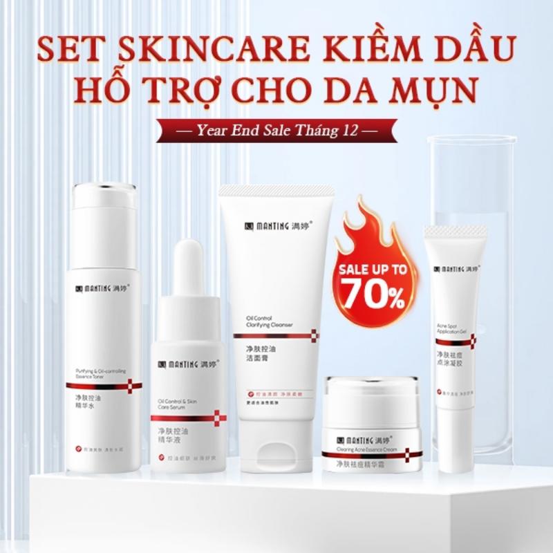 X MANTING Set skincare kiềm dầu hỗ trợ cho da mụn Sữa rửa mặt, serum, kem…