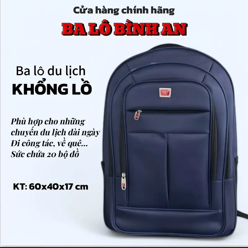 ba lô du lịch Bình An size khổng lồ 60x40x18cm , sức chứa 20 đến 25 bộ đồ , vải trơn trượt , bảo hành  24 tháng Đeo Vai Backpack 0