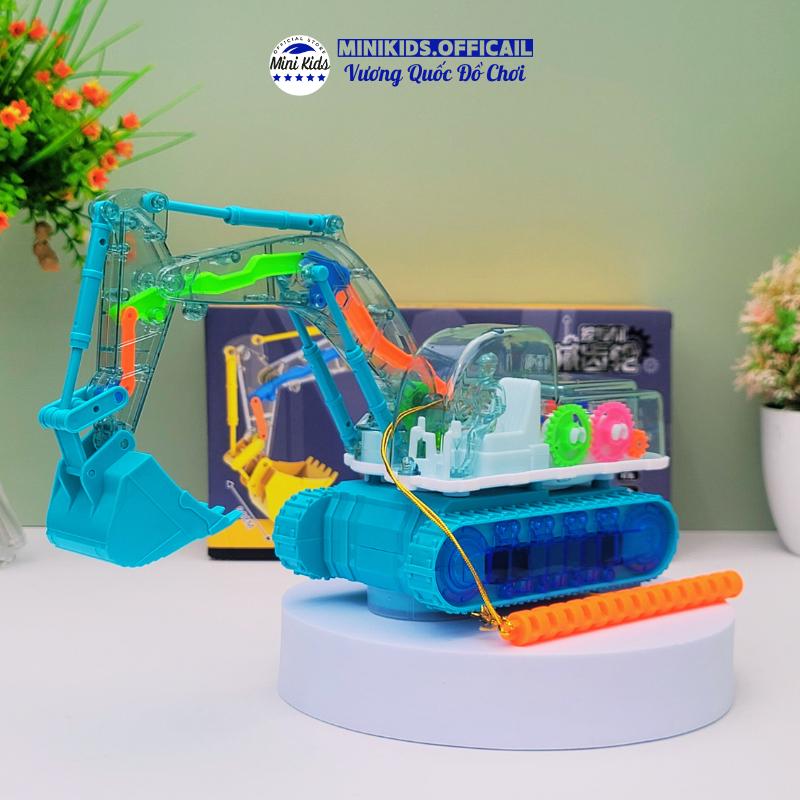 Đồ chơi Xe cẩu xe múc trong suốt chạy pin âm thanh ánh sáng đẹp mắt tặng pin - MiniKids Toy