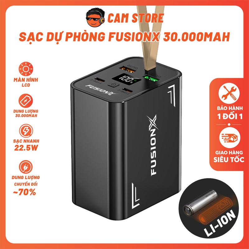 Sạc Dự Phòng FUSIONX FX305 30.000mAh - Pin Li-ion 6x21700, Sạc Nhanh PD22.5W, Sạc Đa Thiết Bị, Pin Không Phồng | FX305