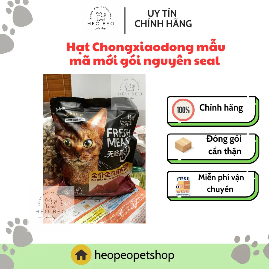 Thức ăn mèo cao cấp Chong xiao dong (không cỏ thêm đò sấy) - ( gói nguyên 2,5 kg)
