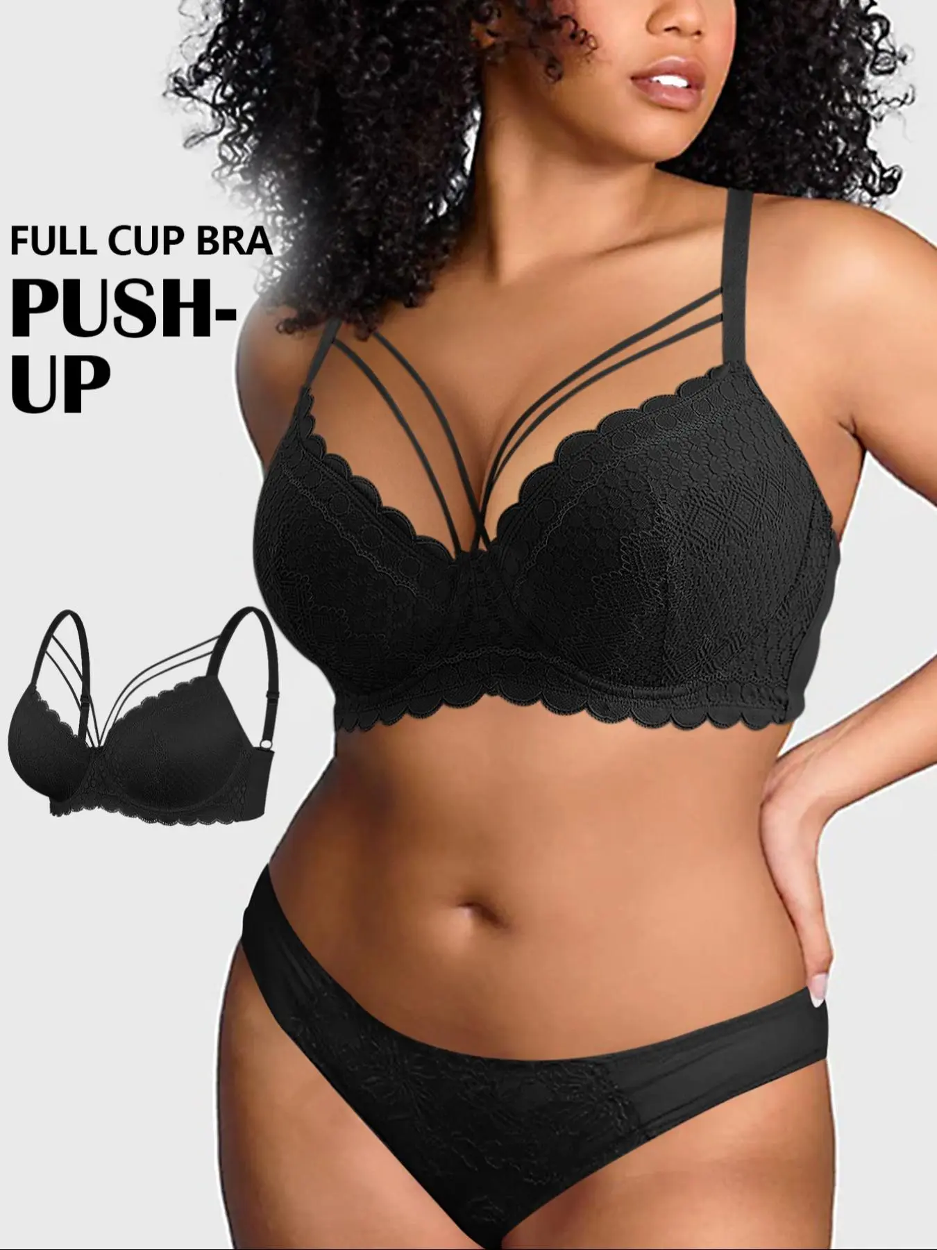 【Plus Size】 Solid Color Push Up Bra, Comfortable Breathable Seamless Underwire Bra, Women's Lingerie for All Seasons