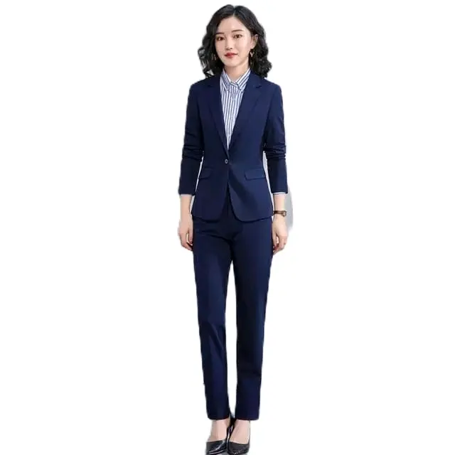 Jas Formal Wanita Keren Blazer Wanita Jas Wanita Slim-fitting Polos Musim panas Musim dingin Setelan Celana Kantor Kerja 5