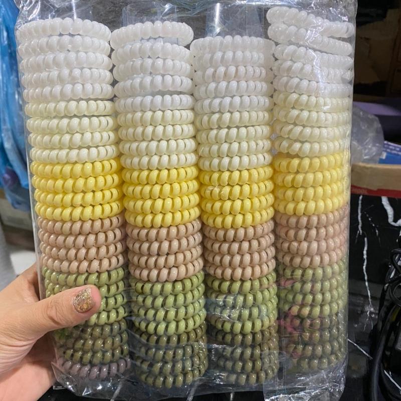 Hộp 25 Dây Chun Cột Tóc Lò Xo Xoắn Màu Pastel Xinh Xắn Thời Trang Cho Nữ