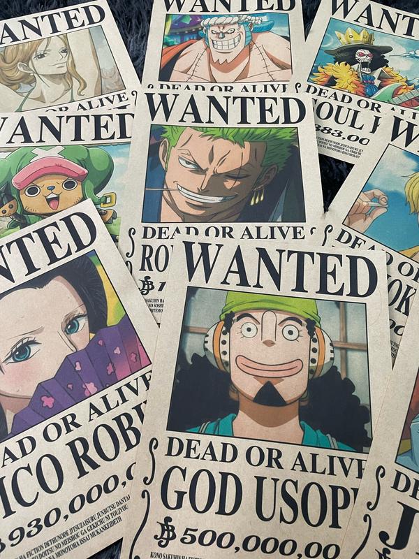 Combo 10 Tờ Poster Lệnh Truy Nã One Piece Wanted Anime Onepiece Có Sẵn Keo Tranh Ảnh Dán Tường Bóc Dán AnimeX Treo Tường
