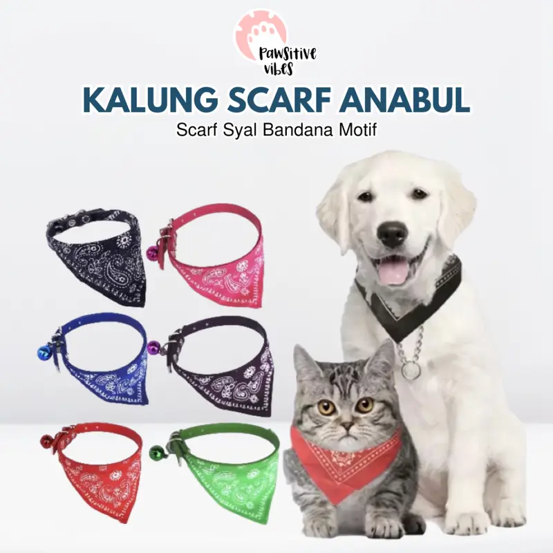 Kalung Scarf Anjing Kucing Kelinci Musang | Scarf Syal Bandana Motif | Aksesoris Kucing 0